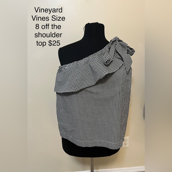 Vineyard Vines off the shoulder gingham top Size 8 - Picture 2 of 3